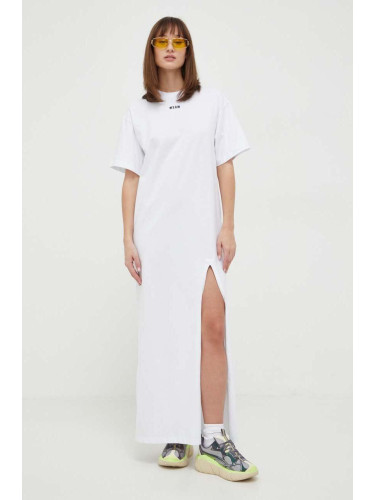 Памучна рокля MSGM в бяло дълга с уголемена кройка 3641MDA83.247002