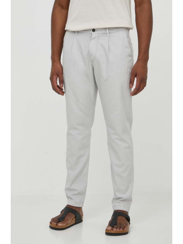 Панталон с лен Tommy Hilfiger в сиво с кройка тип чино MW0MW33914
