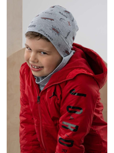 Детска шапка Jamiks LEXUS в сиво с фина плетка