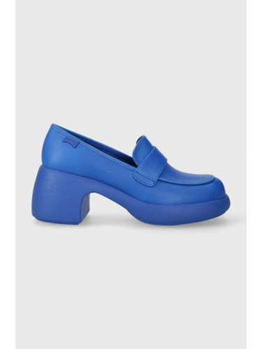 Кожени обувки с дебел ток Camper Thelma в синьо с дебел ток K201292.017