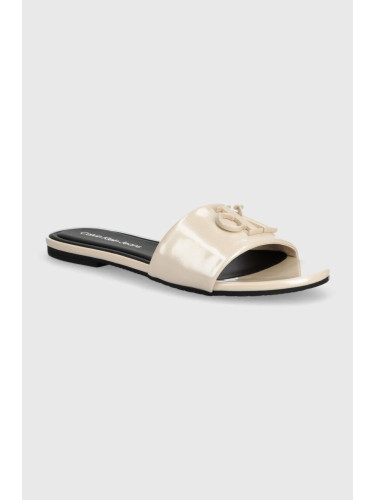 Чехли Calvin Klein Jeans FLAT SANDAL SLIDE MG MET в бежово YW0YW01348