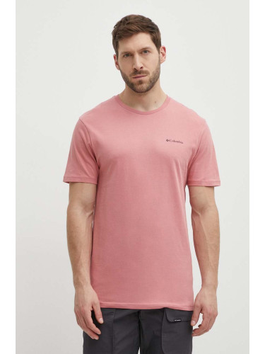 Памучна тениска Columbia North Cascades в розово с принт 1834041