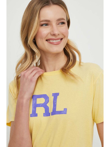 Памучна тениска Polo Ralph Lauren в жълто 211910130
