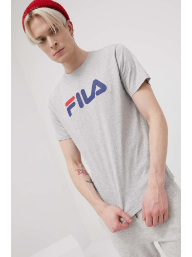 Памучна тениска Fila Bellano в сиво с принт