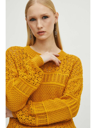 Пуловер Medicine дамски в жълто от лека материя