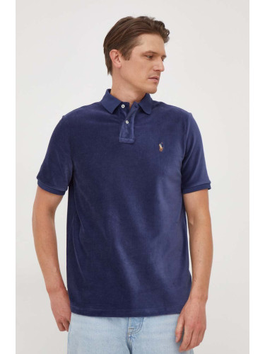 Тениска с яка Polo Ralph Lauren в тъмносиньо с меланжов десен 710909633