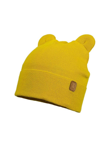 Детска памучна шапка Jamiks TOMAR в жълто с фина плетка