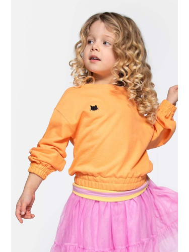 Детски памучен суичър Coccodrillo в оранжево с апликация