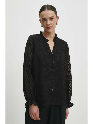 Риза Answear Lab дамска в черно със стандартна кройка