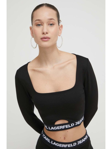 Блуза с дълги ръкави Karl Lagerfeld Jeans в черно
