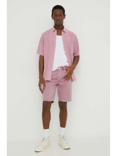 Дънков къс панталон Levi's в розово