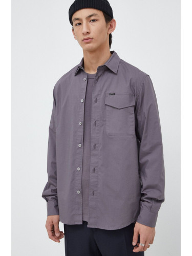Риза G-Star Raw мъжка в лилаво със стандартна кройка с класическа яка