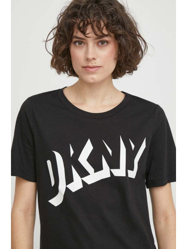 Памучна тениска Dkny в черно D2A4A0AT