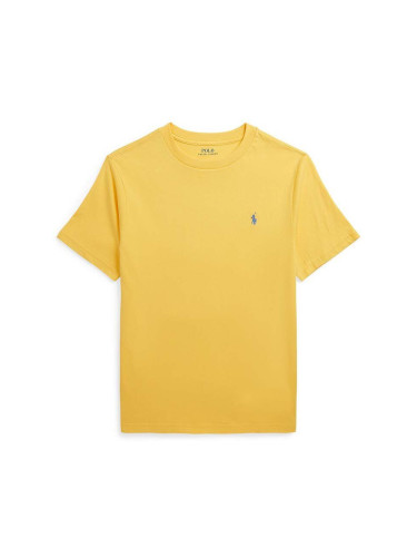 Детска памучна тениска Polo Ralph Lauren в жълто с изчистен дизайн