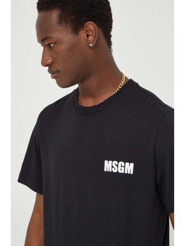 Памучна тениска MSGM в черно с принт 3640MM130.247002
