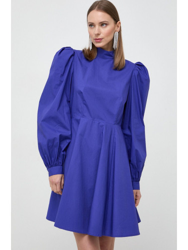 Памучна рокля Custommade Jane в синьо къса разкроена 999369478