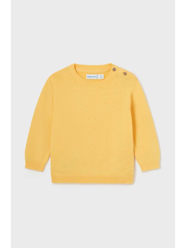 Бебешки памучен пуловер Mayoral в жълто от лека материя