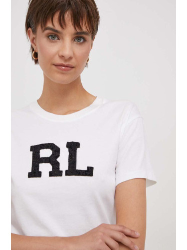 Памучна тениска Polo Ralph Lauren в бяло 211916109