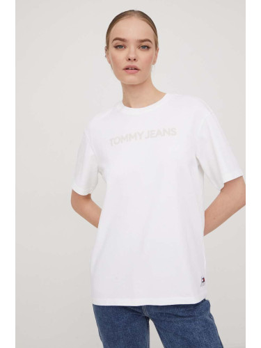 Памучна тениска Tommy Jeans в бяло DW0DW17363