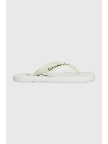 Джапанки Calvin Klein Jeans BEACH SANDAL MONOLOGO TPU в бяло с равна подметка YW0YW01246