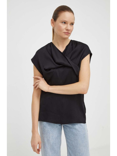 Блуза Day Birger et Mikkelsen Fleur в черно с изчистен дизайн