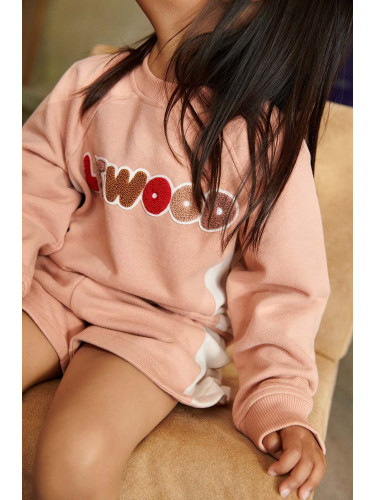 Детски памучен суичър Liewood Aude Placement Sweatshirt в розово с принт