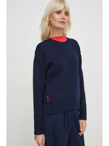 Памучен пуловер Polo Ralph Lauren в тъмносиньо от лека материя 211898583