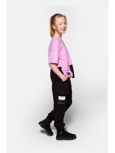Детски панталон Coccodrillo в черно с апликация