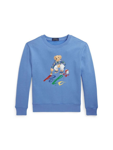 Детски суичър Polo Ralph Lauren в синьо с принт