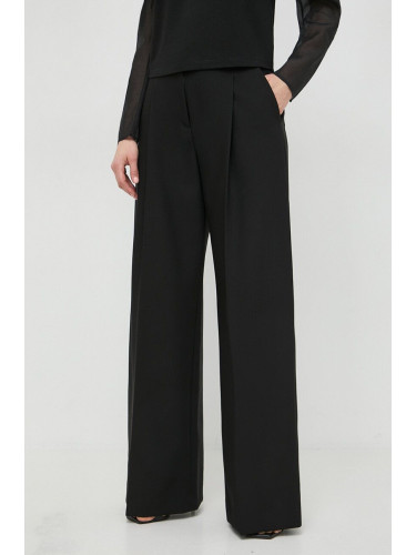 Панталон Karl Lagerfeld в черно с широка каройка, с висока талия