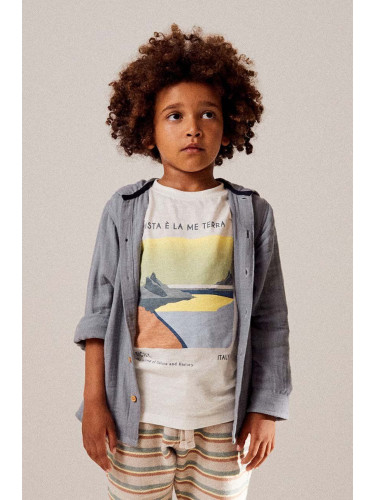 Детска памучна тениска zippy в бежово с принт