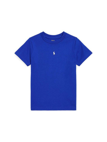 Детска памучна тениска Polo Ralph Lauren в синьо с изчистен дизайн