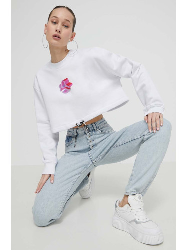 Суичър Karl Lagerfeld Jeans в бяло с принт