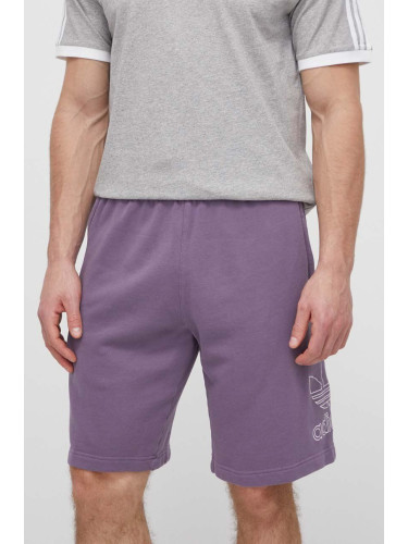 Памучен къс панталон adidas Originals в лилаво IR8003