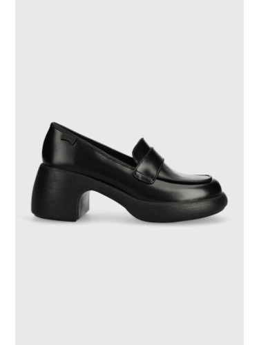 Кожени обувки с дебел ток Camper Thelma в черно с дебел ток K201292.016