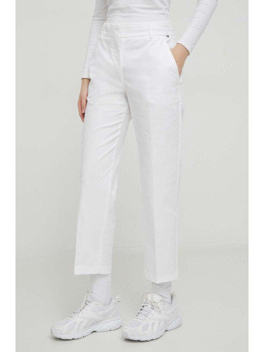 Панталон Tommy Hilfiger в бяло със стандартна кройка, с висока талия WW0WW40504