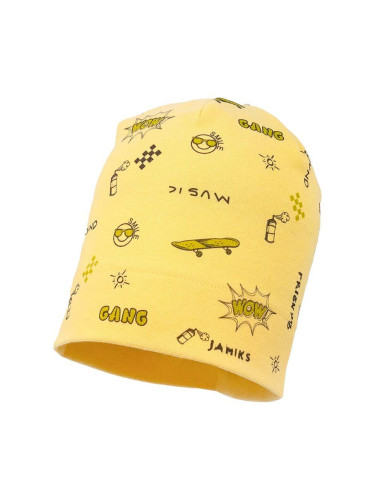 Детска шапка Jamiks LEXUS в жълто с фина плетка