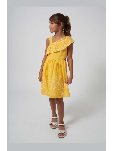 Детска рокля Mayoral в жълто къса разкроена