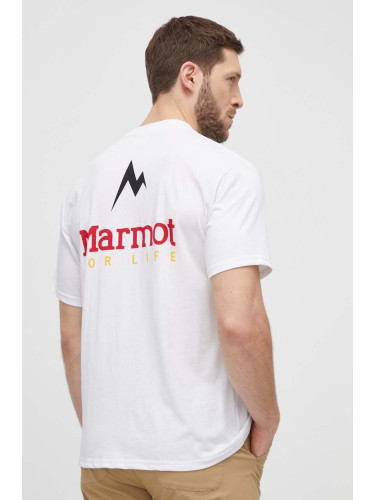 Спортна тениска Marmot Marmot For Life в бяло с принт