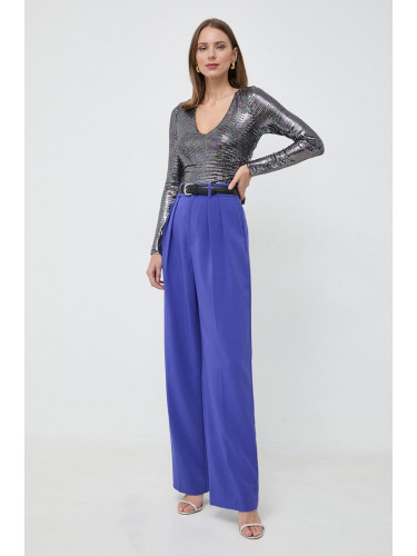 Панталон Custommade Penny в лилаво със стандартна кройка, с висока талия 999425550