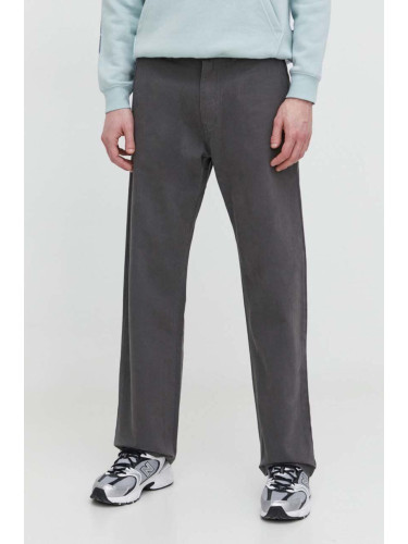 Памучен панталон Quiksilver в сиво със стандартна кройка