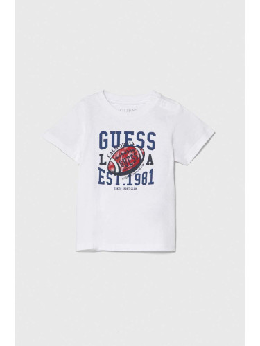 Бебешка тениска Guess в бяло с принт
