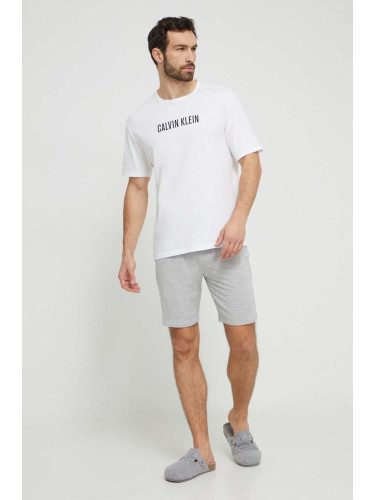 Домашна тениска от памук Calvin Klein Underwear в бяло с принт 000NM2567E