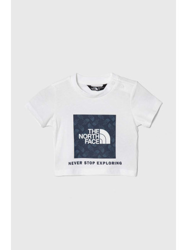 Детска памучна тениска The North Face BOX INFILL PRINT TEE в бяло с принт