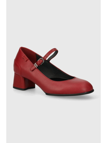 Кожени обувки с дебел ток Camper Katie в червено с дебел ток K200694.009