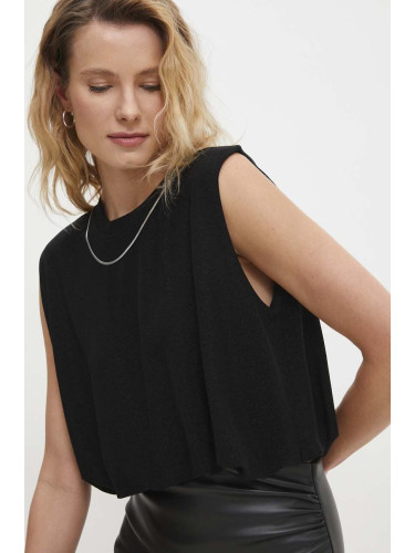 Блуза Answear Lab в черно с апликация