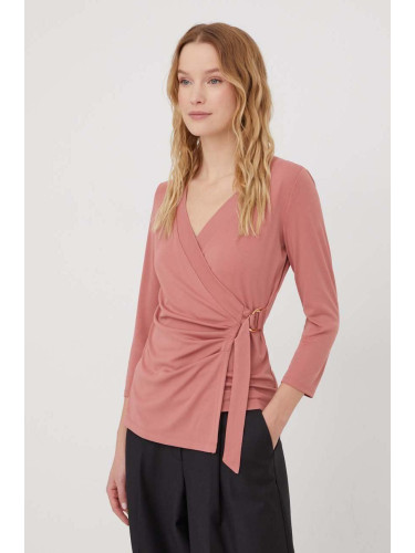 Блуза Lauren Ralph в розово с изчистен дизайн 200889081