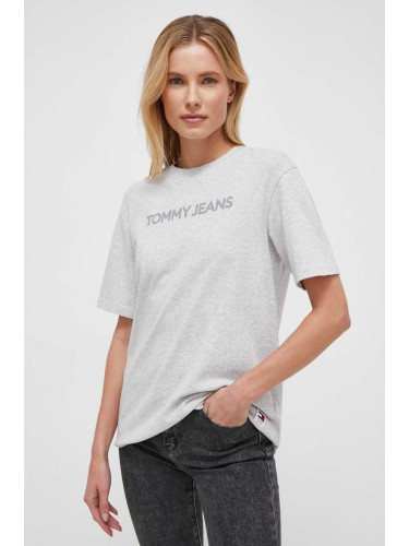 Памучна тениска Tommy Jeans в сиво DW0DW17363