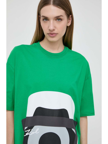 Памучна тениска Karl Lagerfeld x Darcel Disappoints в зелено