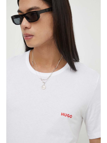 Памучна тениска HUGO (3 броя) в бяло с изчистен дизайн 50493972